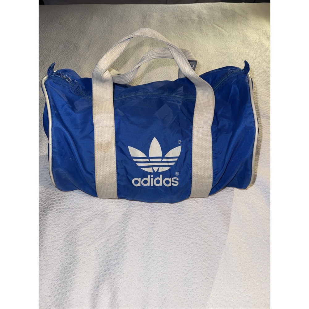Rare Vintage 1980s Adidas Nylon Tube Round Duffel Bag 18" X 10"